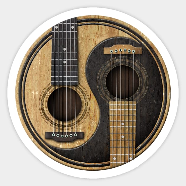 Old and Worn Acoustic Guitars Yin Yang Sticker by jeffbartels